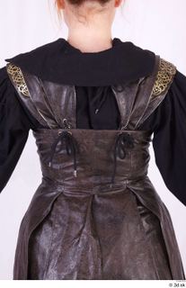  Photos Woman in Historical Dress 74 15th century Historical clothing black shirt leather vest upper body 0004.jpg